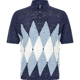 Blue Linen Polo Shirt