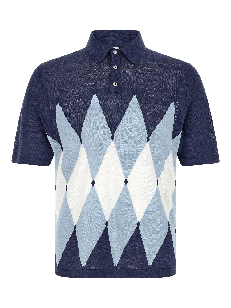 Blue Linen Polo Shirt