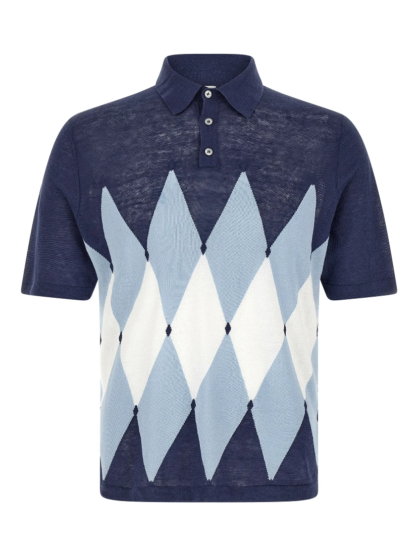 Blue Linen Polo Shirt
