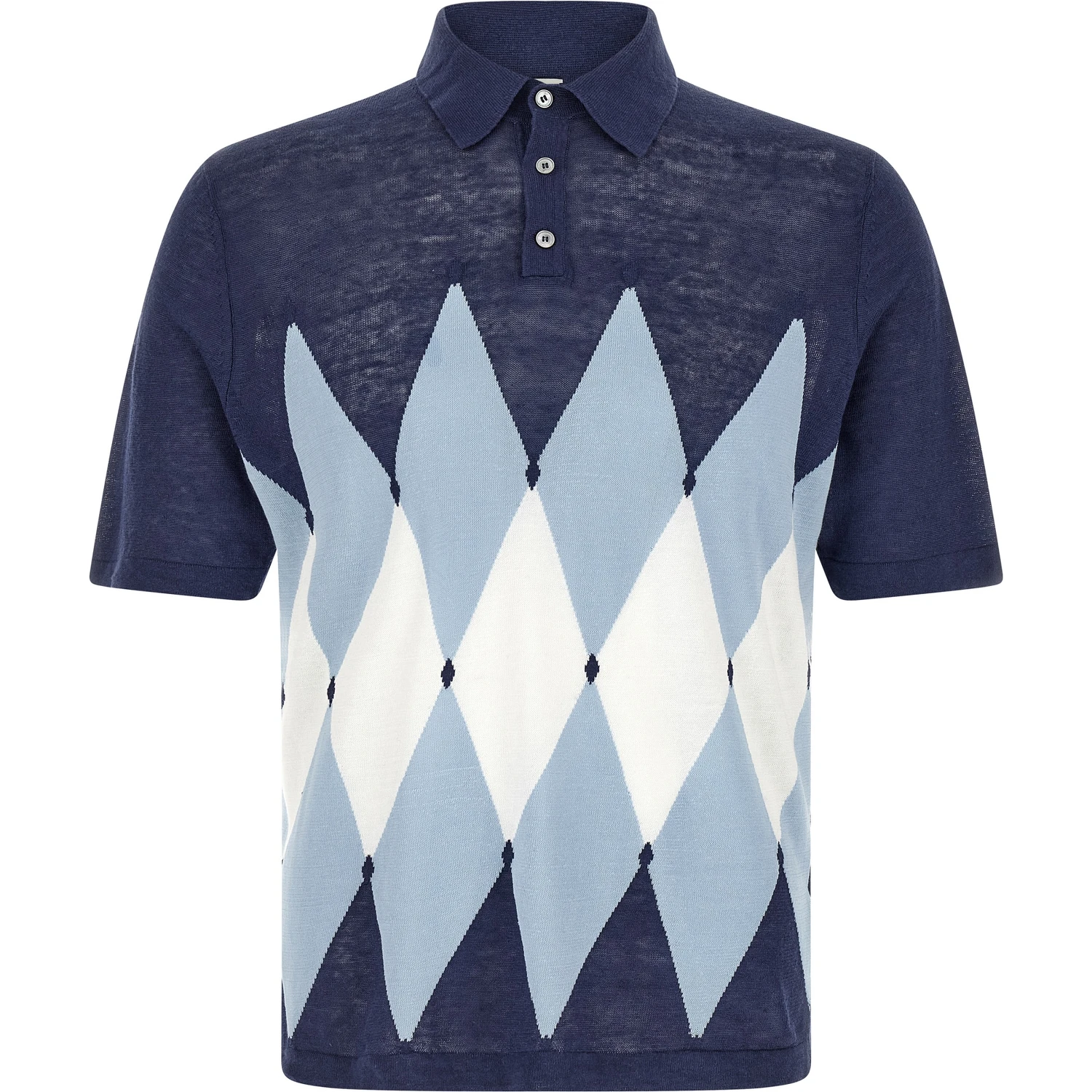 Blue Linen Polo Shirt