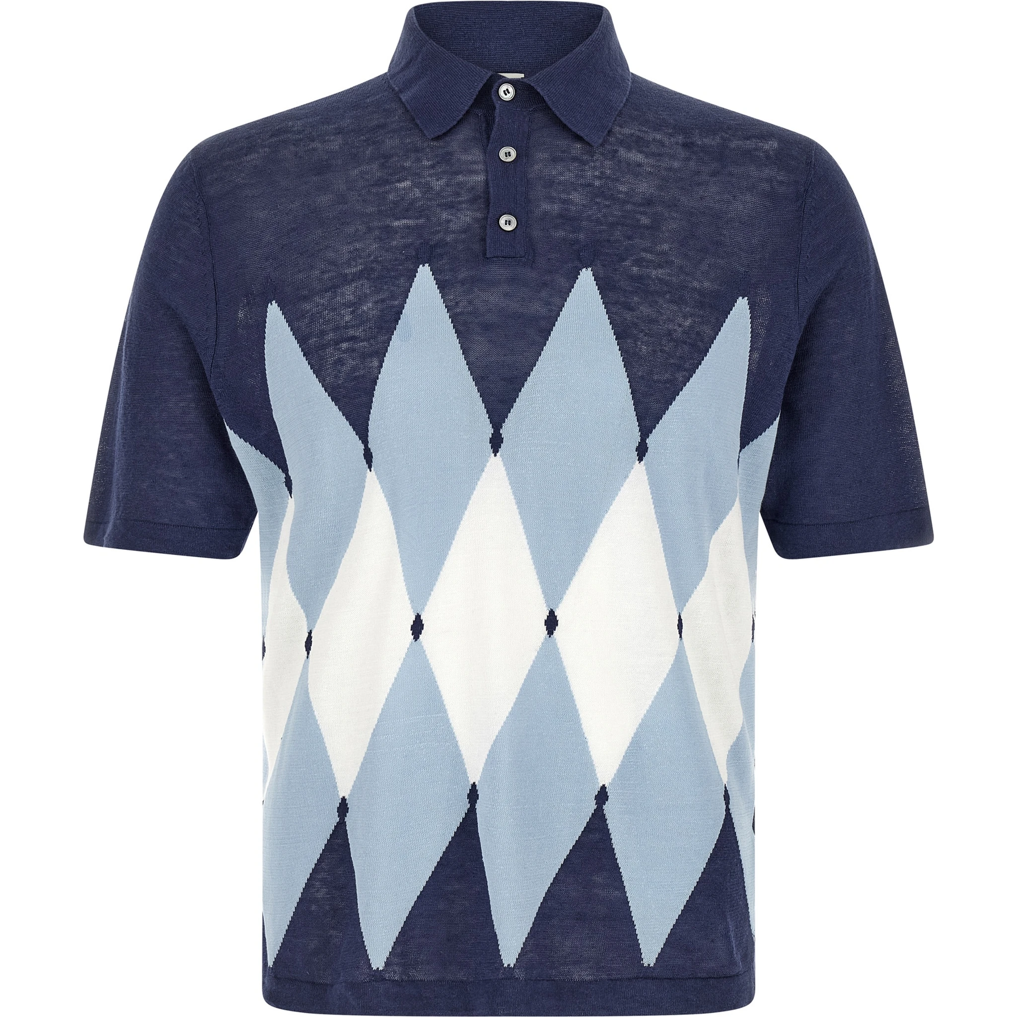 Blue Linen Polo Shirt