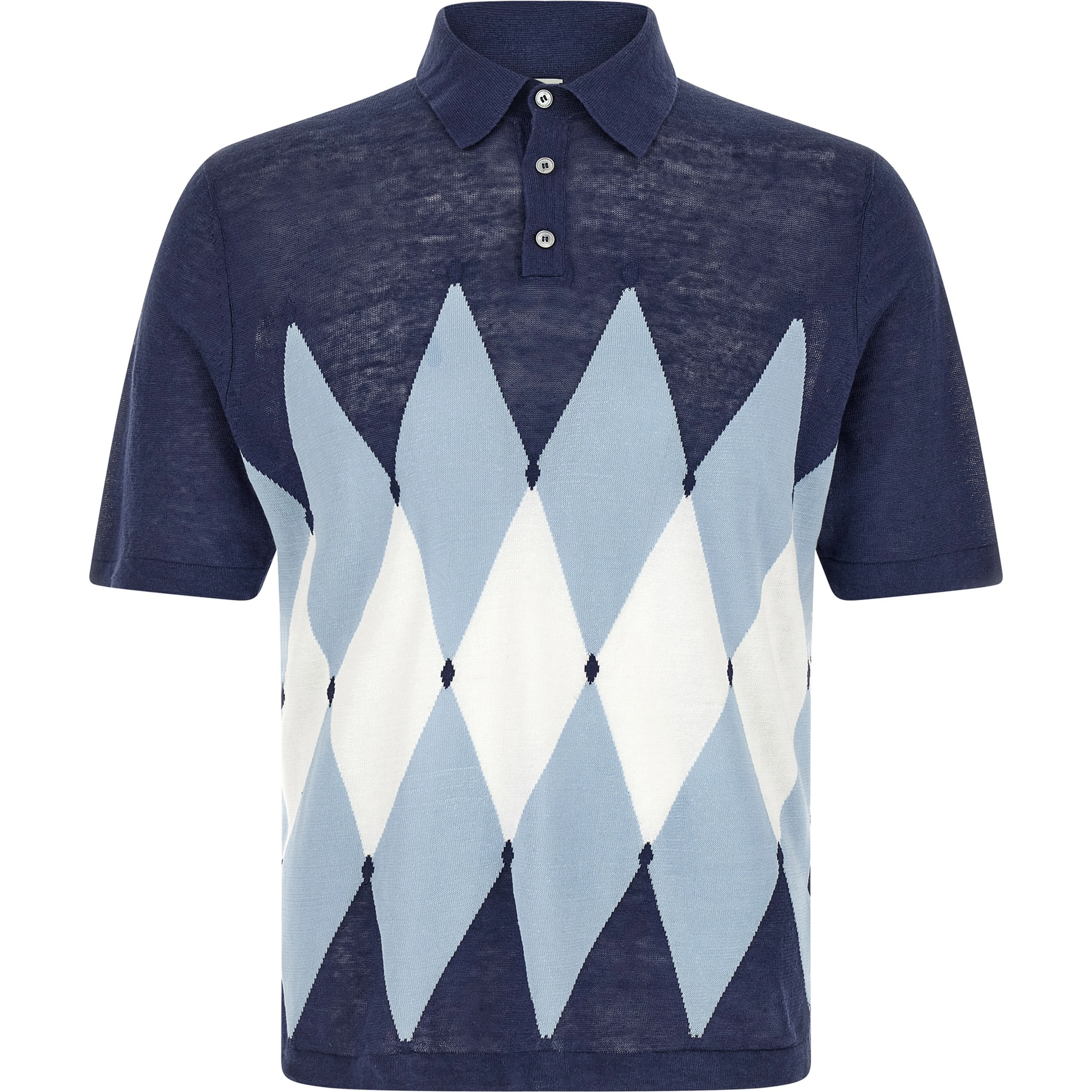Blue Linen Polo Shirt