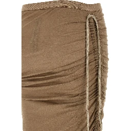 Beige Cotton Mini Skirt