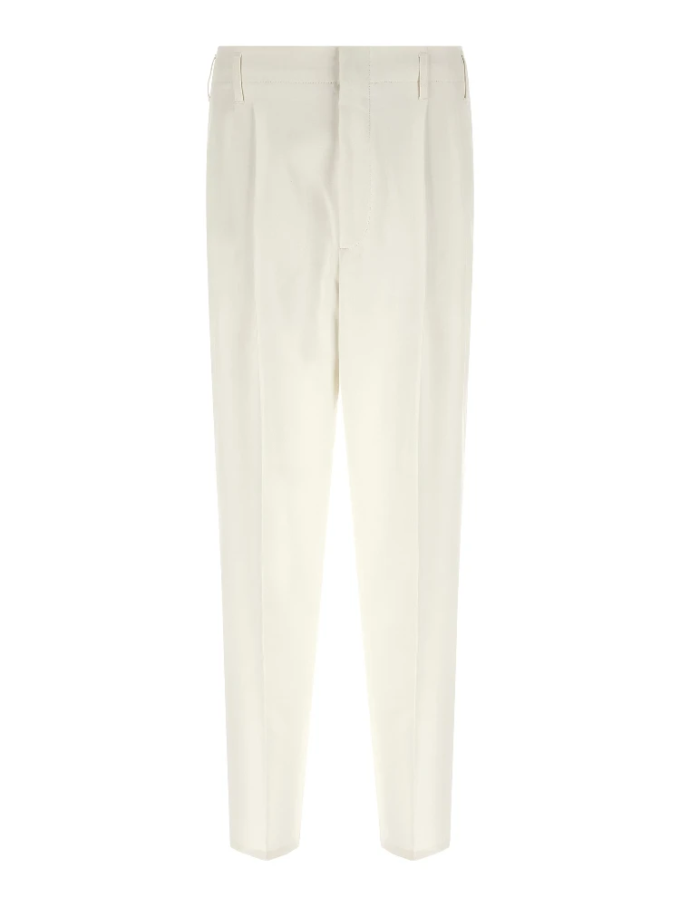 White Cotton Casual Pants