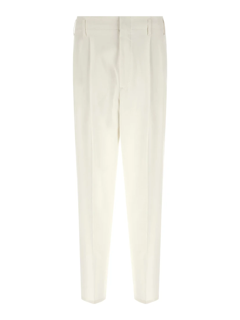 White Cotton Casual Pants