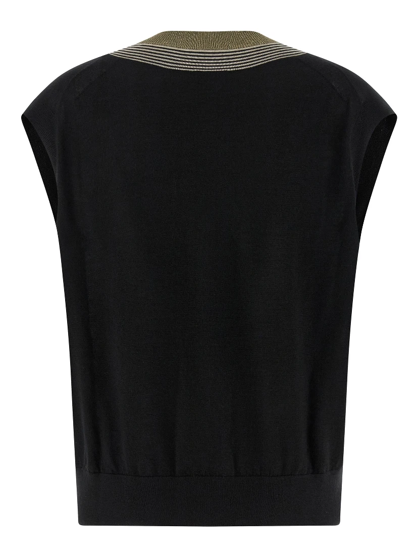 Black Cashmere Sleeveless Jacket
