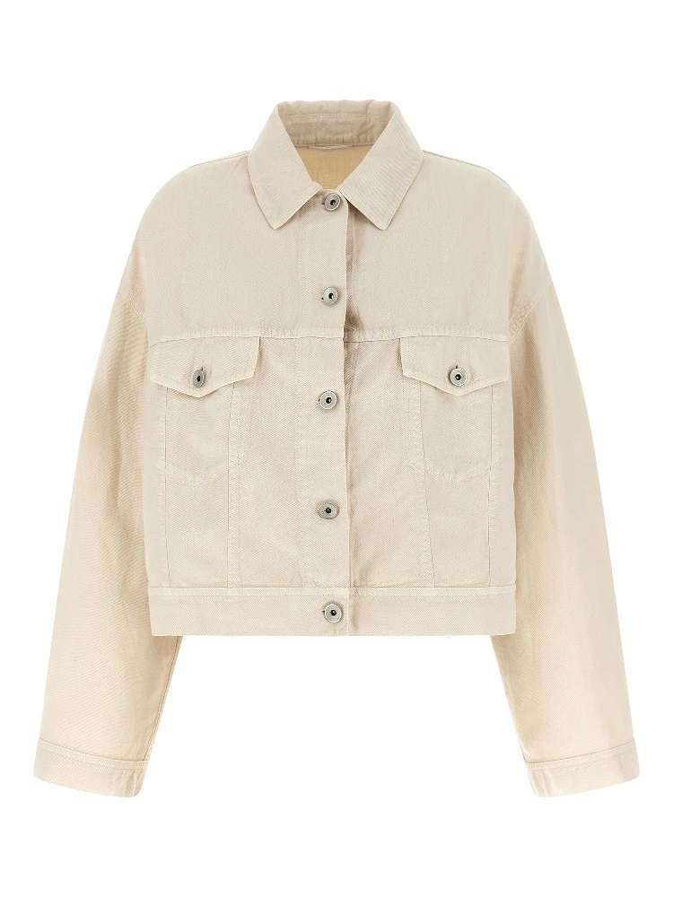 Beige Cotton Denim Jacket