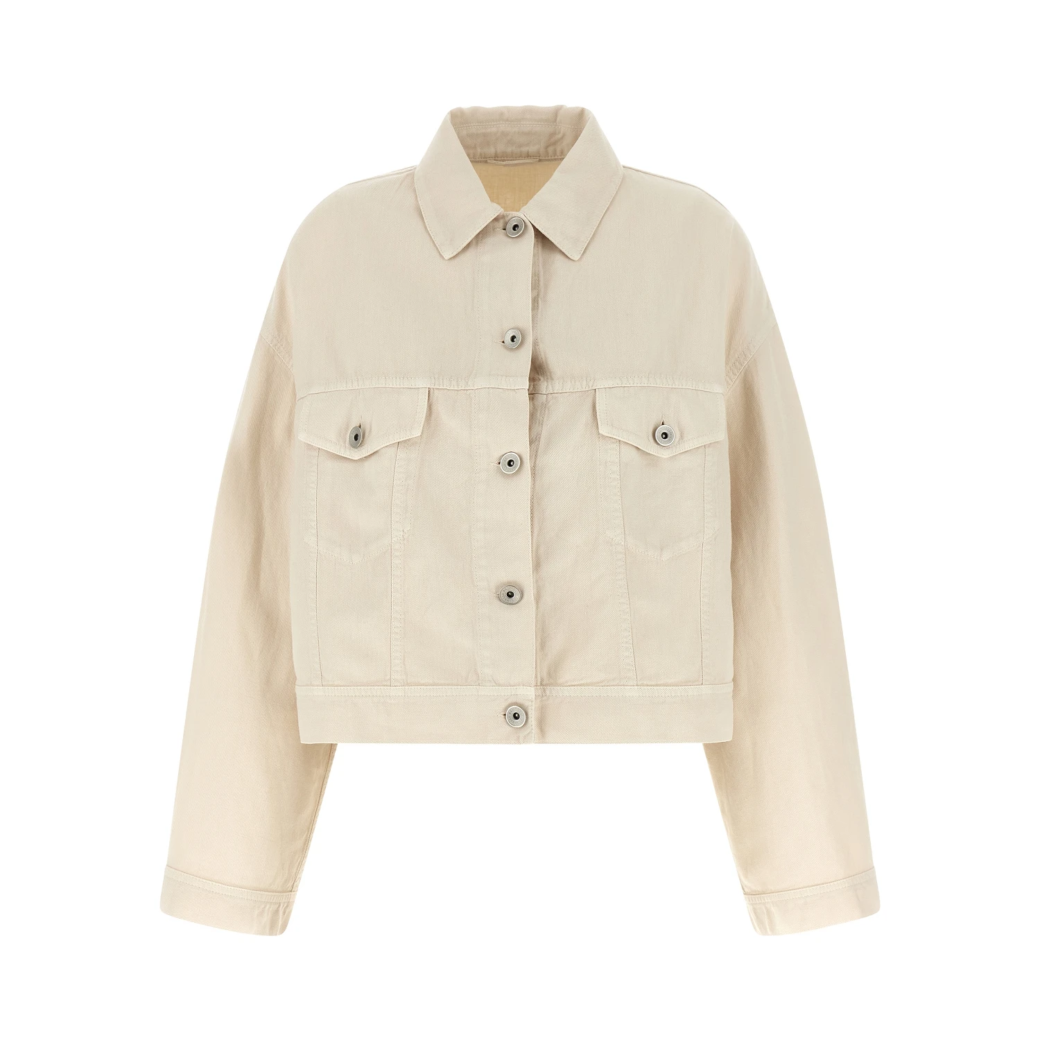 Beige Cotton Denim Jacket