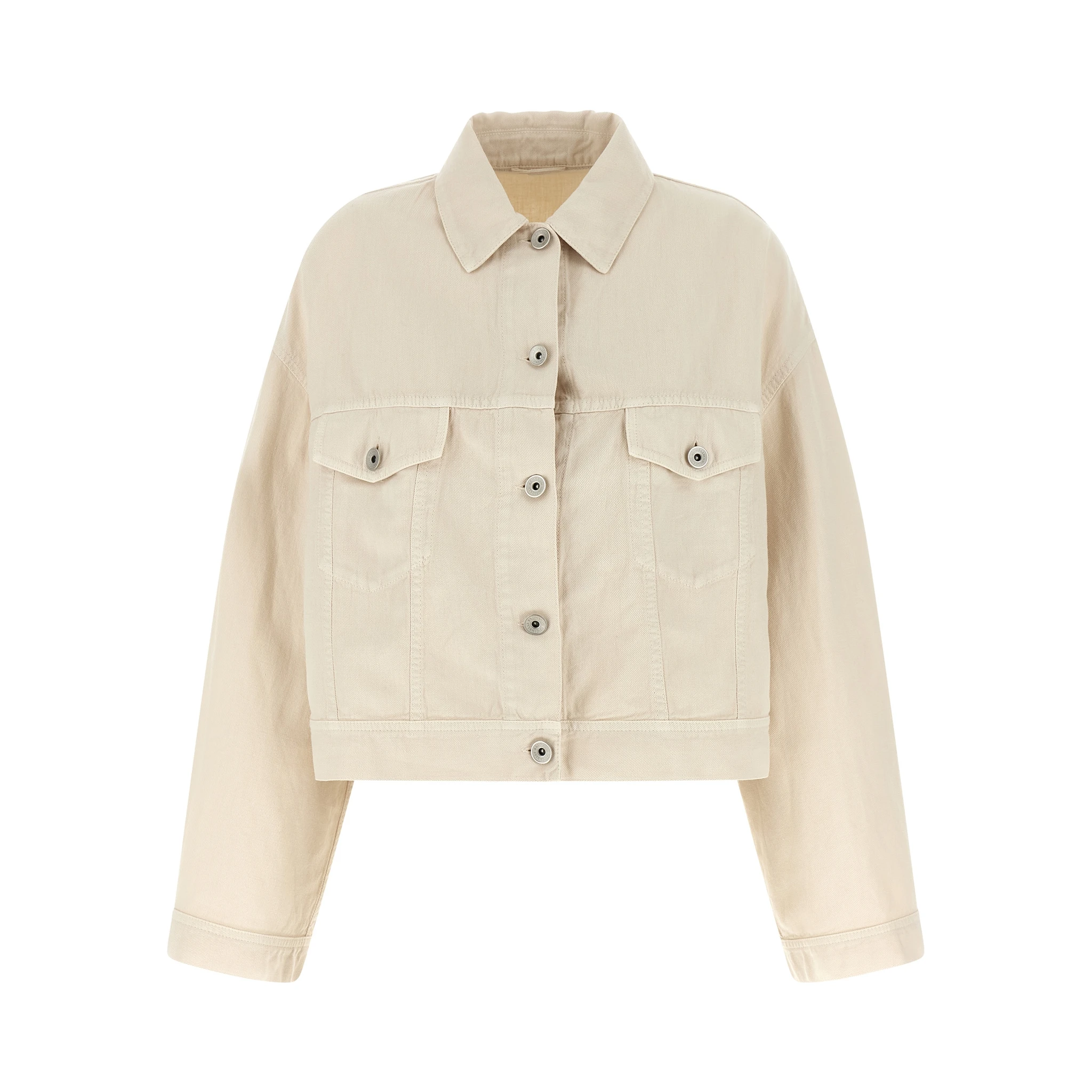 Beige Cotton Denim Jacket