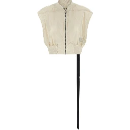 Beige Nylon Sleeveless Jacket