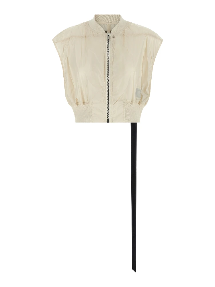 Beige Nylon Sleeveless Jacket