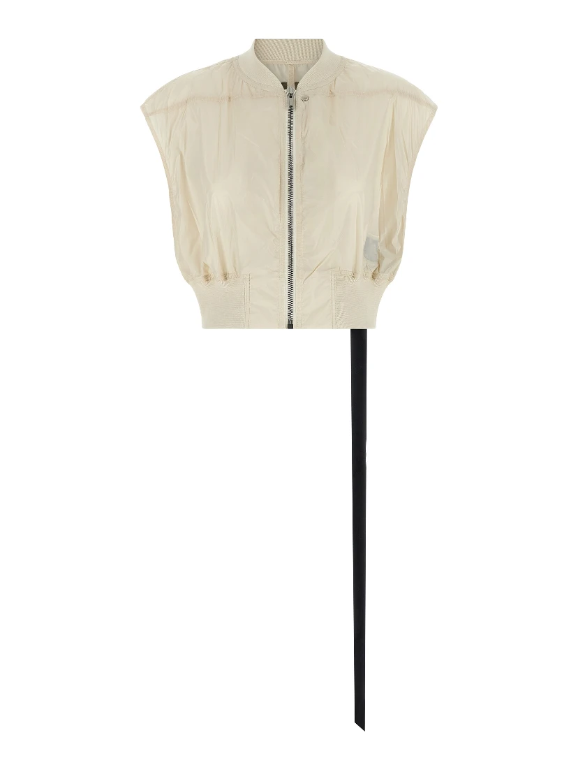 Beige Nylon Sleeveless Jacket