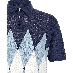 Blue Linen Polo Shirt