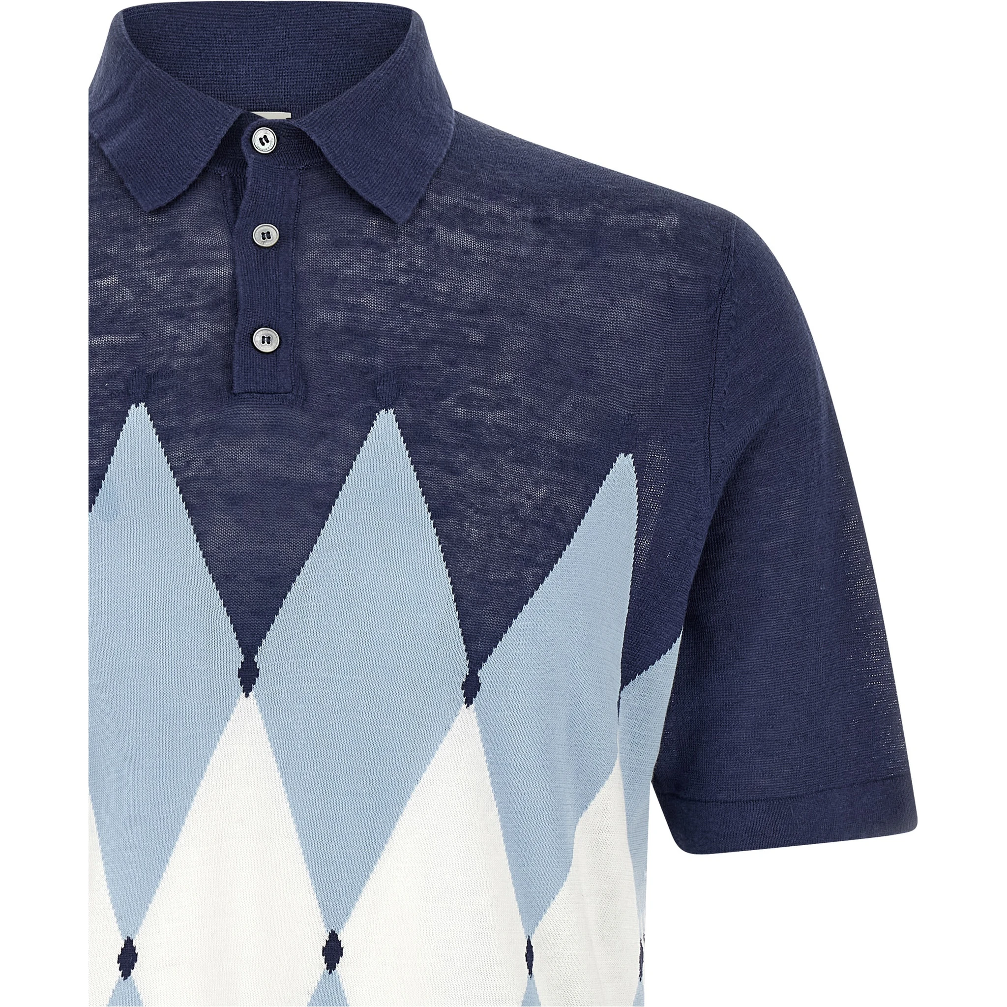 Blue Linen Polo Shirt