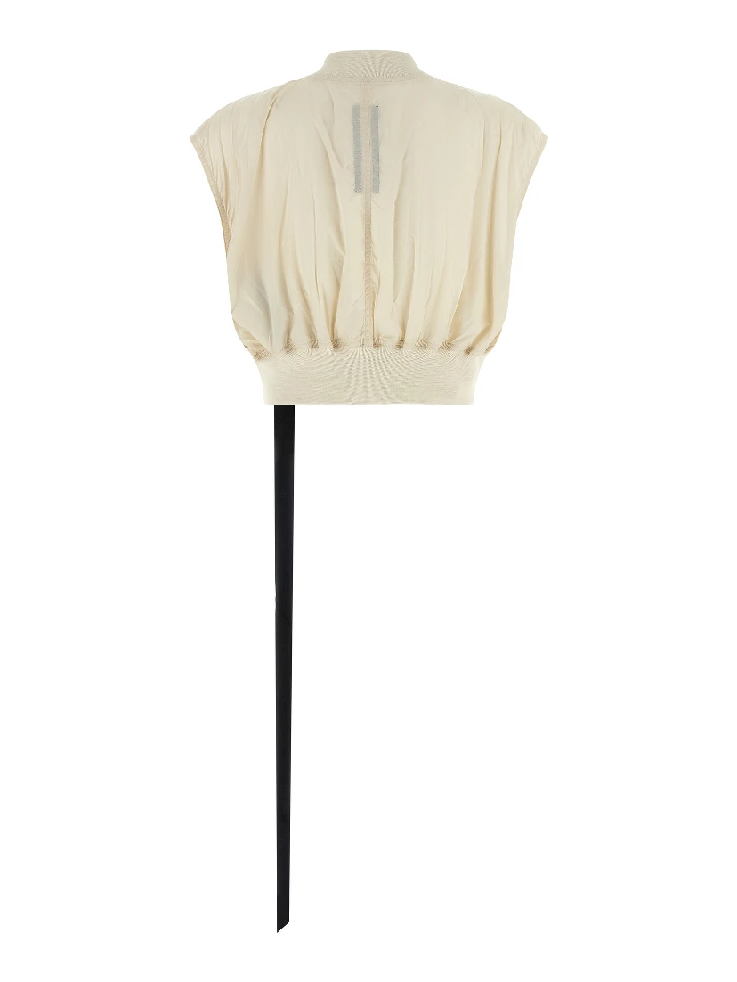 Beige Nylon Sleeveless Jacket
