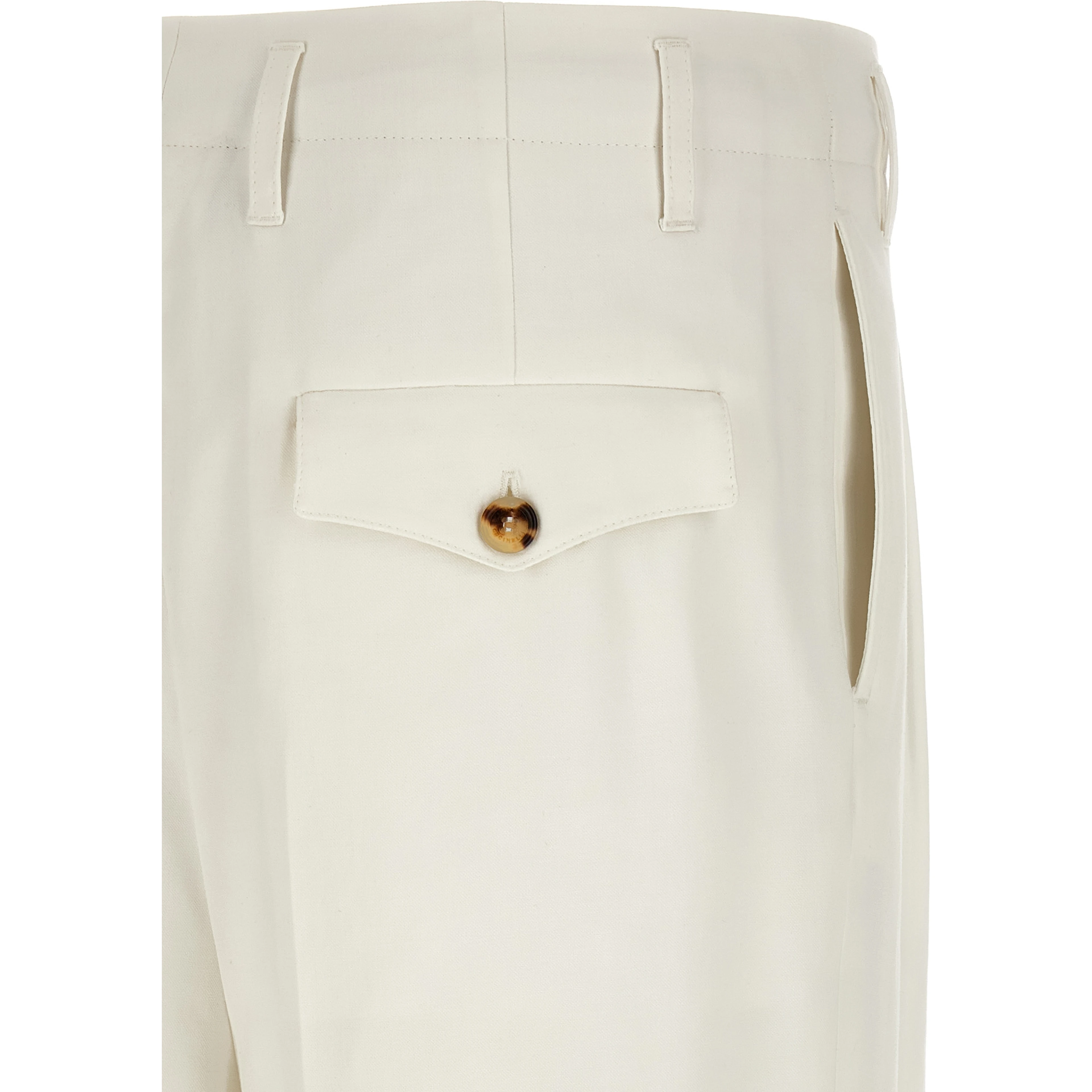 White Cotton Casual Pants