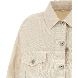 Beige Cotton Denim Jacket