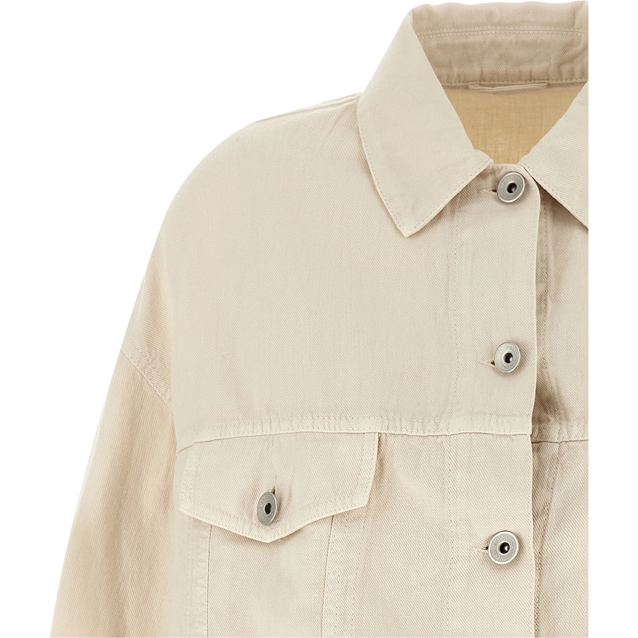 Beige Cotton Denim Jacket
