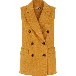 Bicolor Linen Sleeveless Jacket