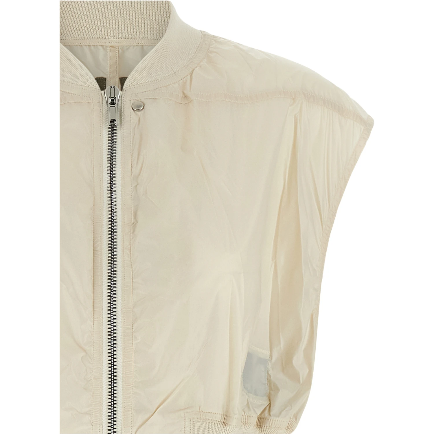 Beige Nylon Sleeveless Jacket
