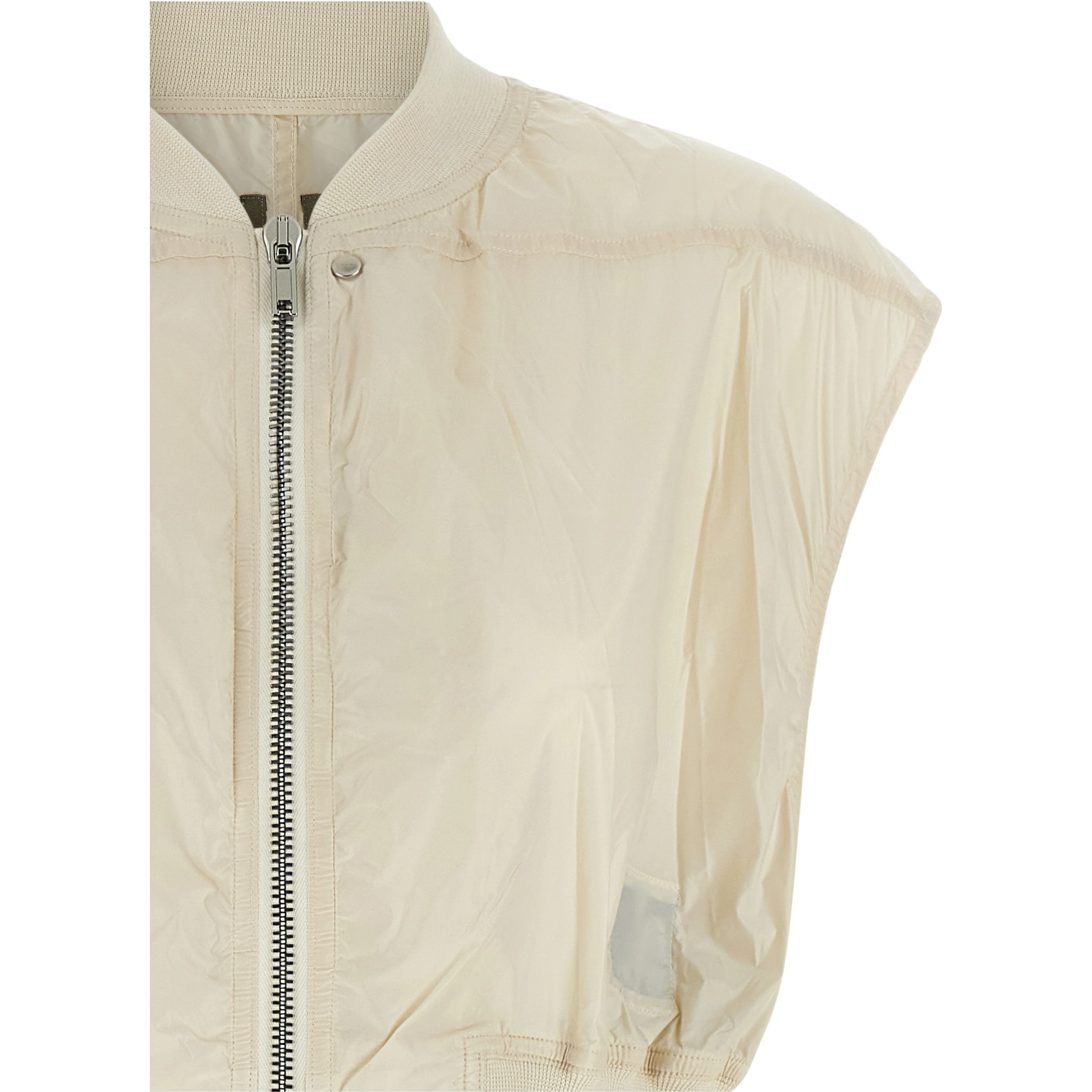 Beige Nylon Sleeveless Jacket