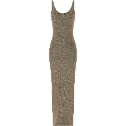 Beige Cotton Midi Dress