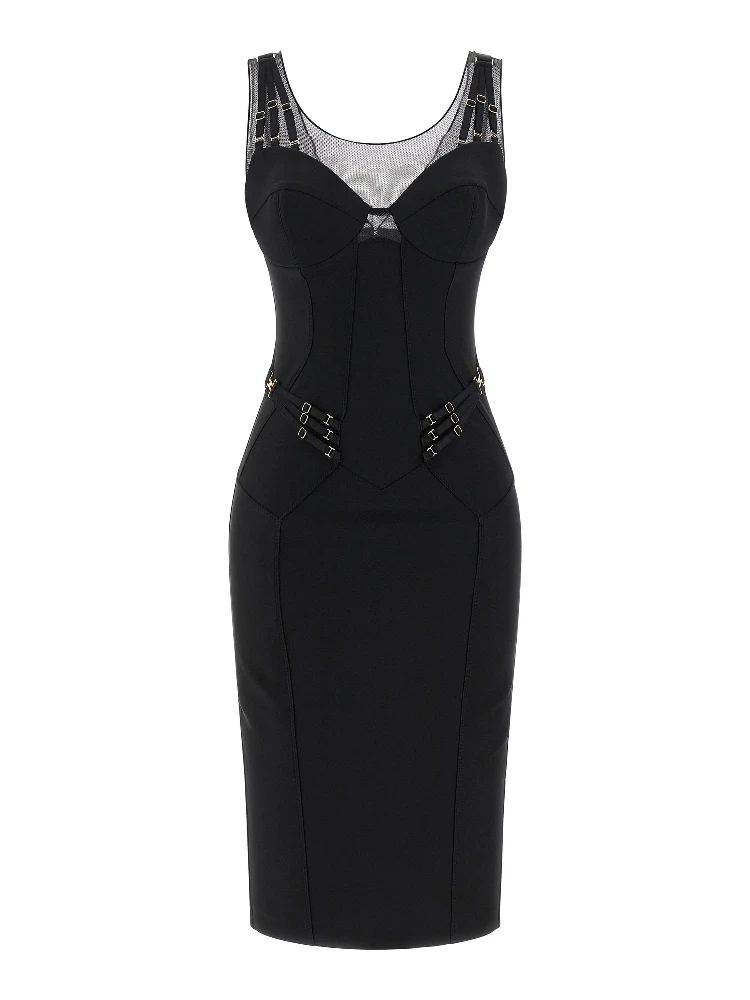Black Polyamide Midi Dress