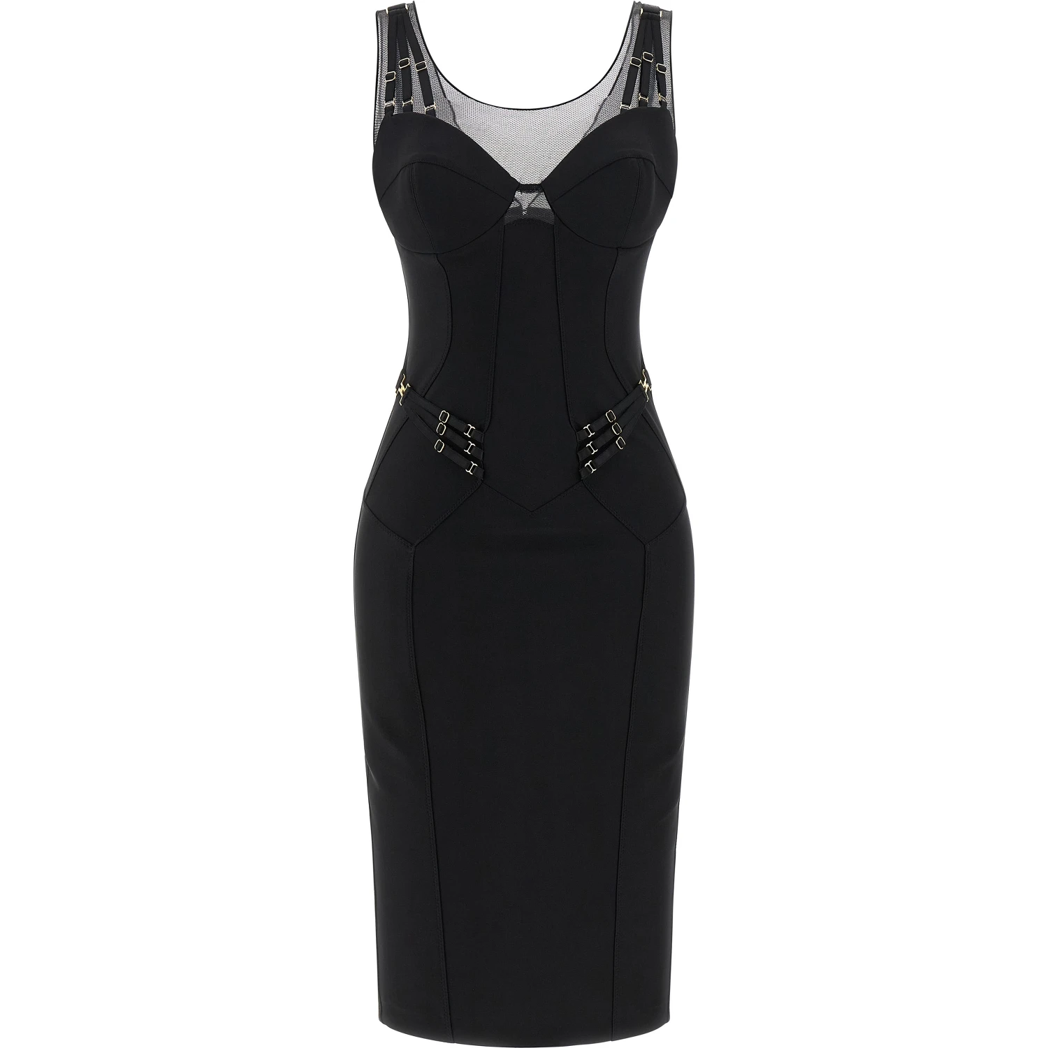 Black Polyamide Midi Dress