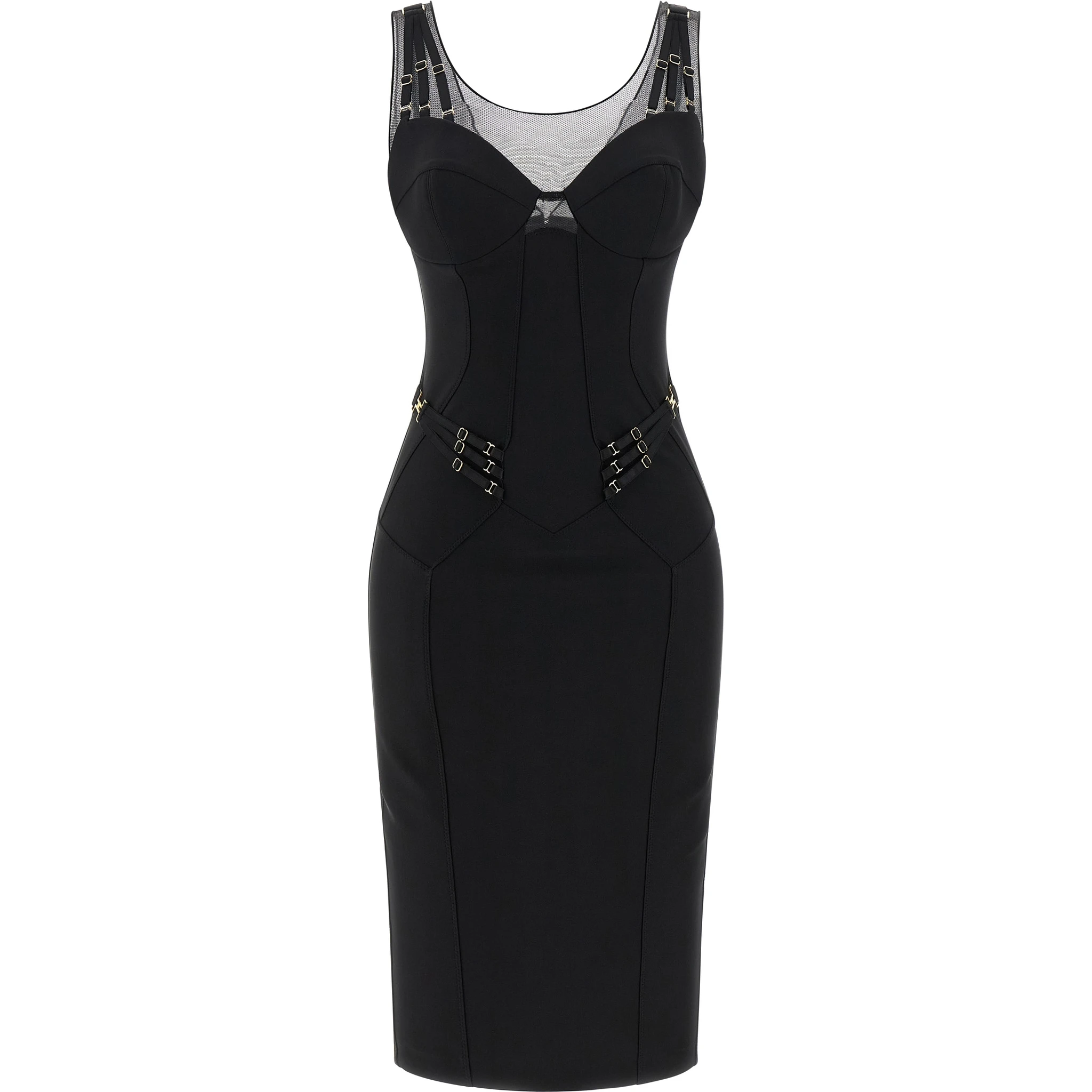 Black Polyamide Midi Dress