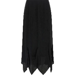 Black Silk Midi Skirt