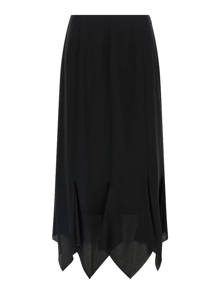 Black Silk Midi Skirt