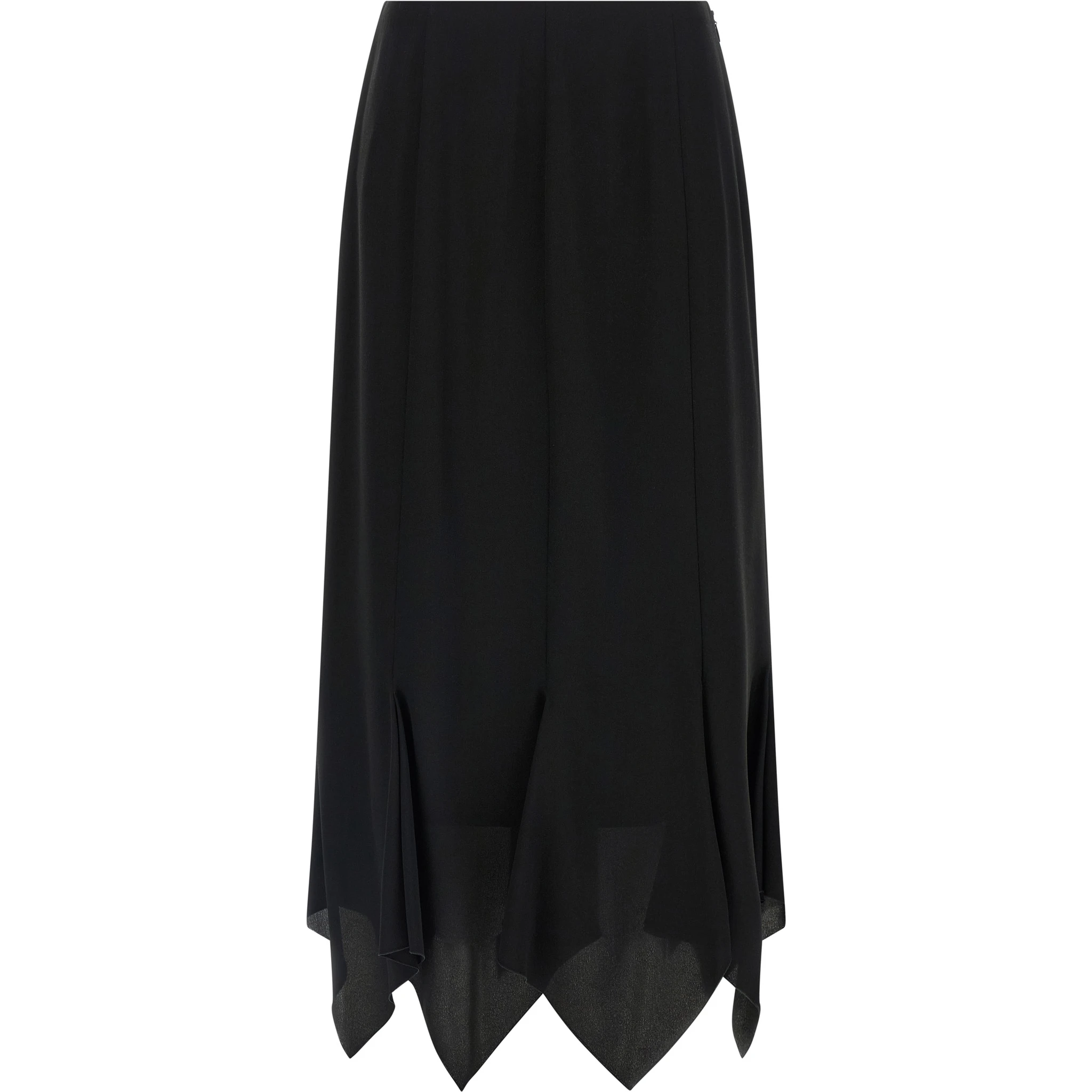 Black Silk Midi Skirt