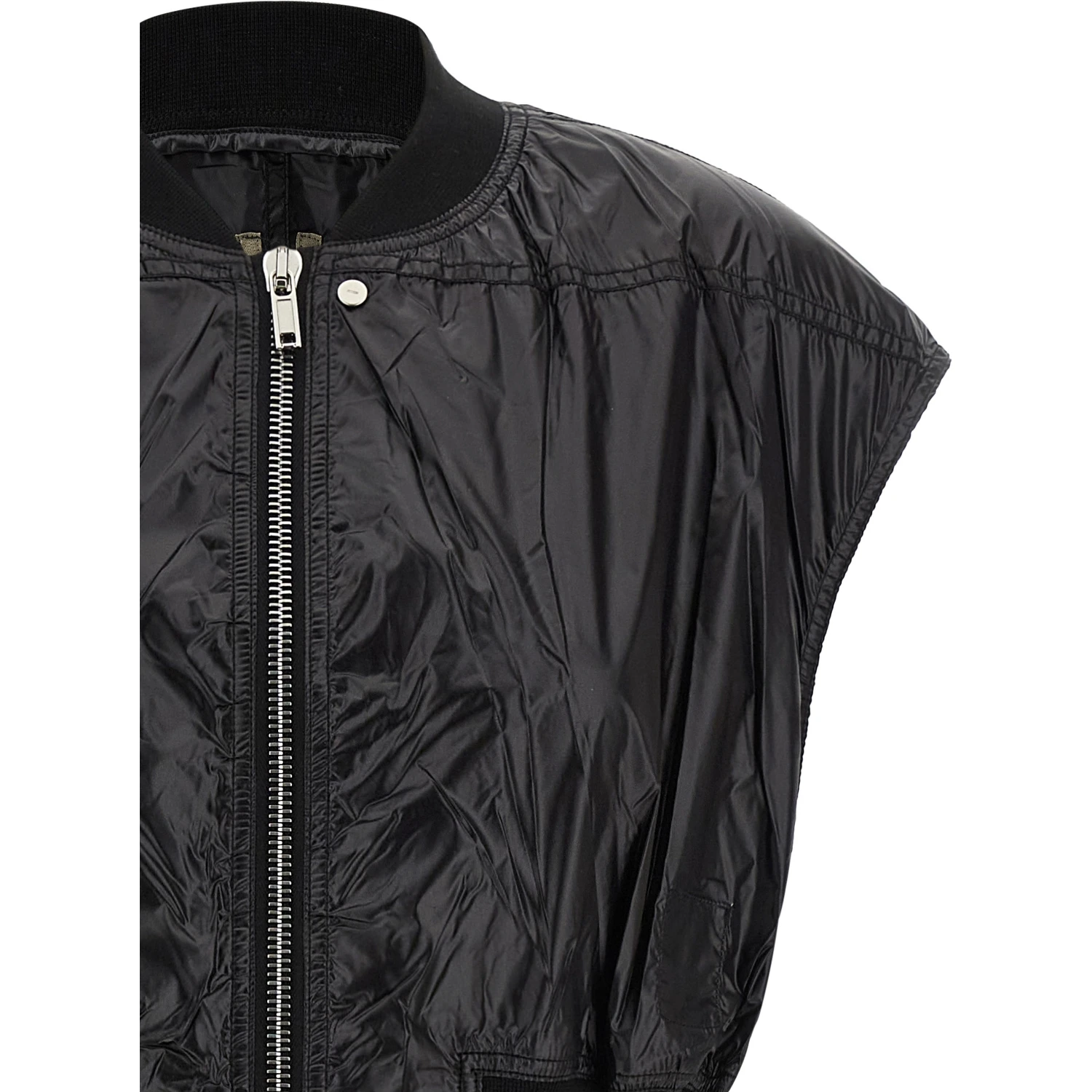 Black Nylon Sleeveless Jacket