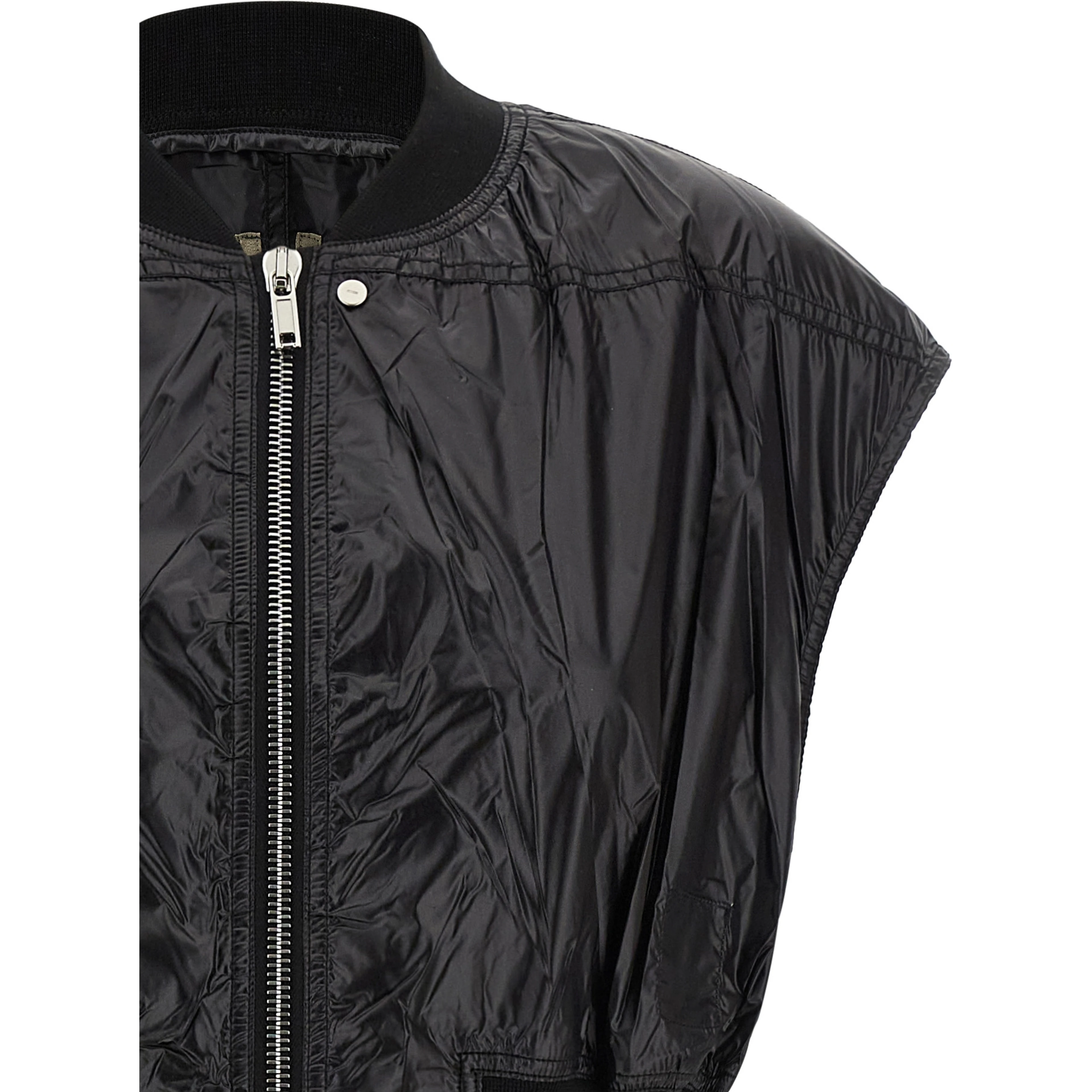 Black Nylon Sleeveless Jacket