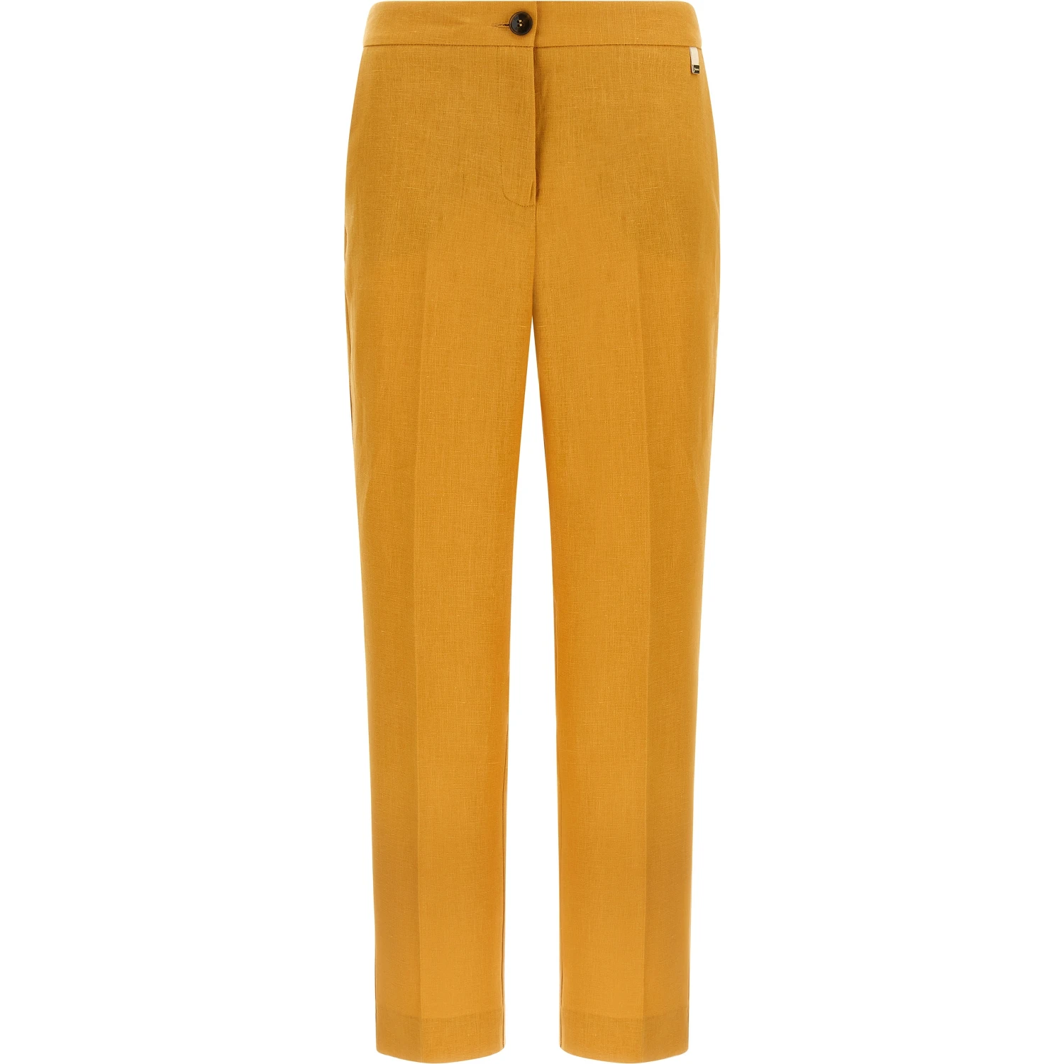 Orange Linen Casual Pants