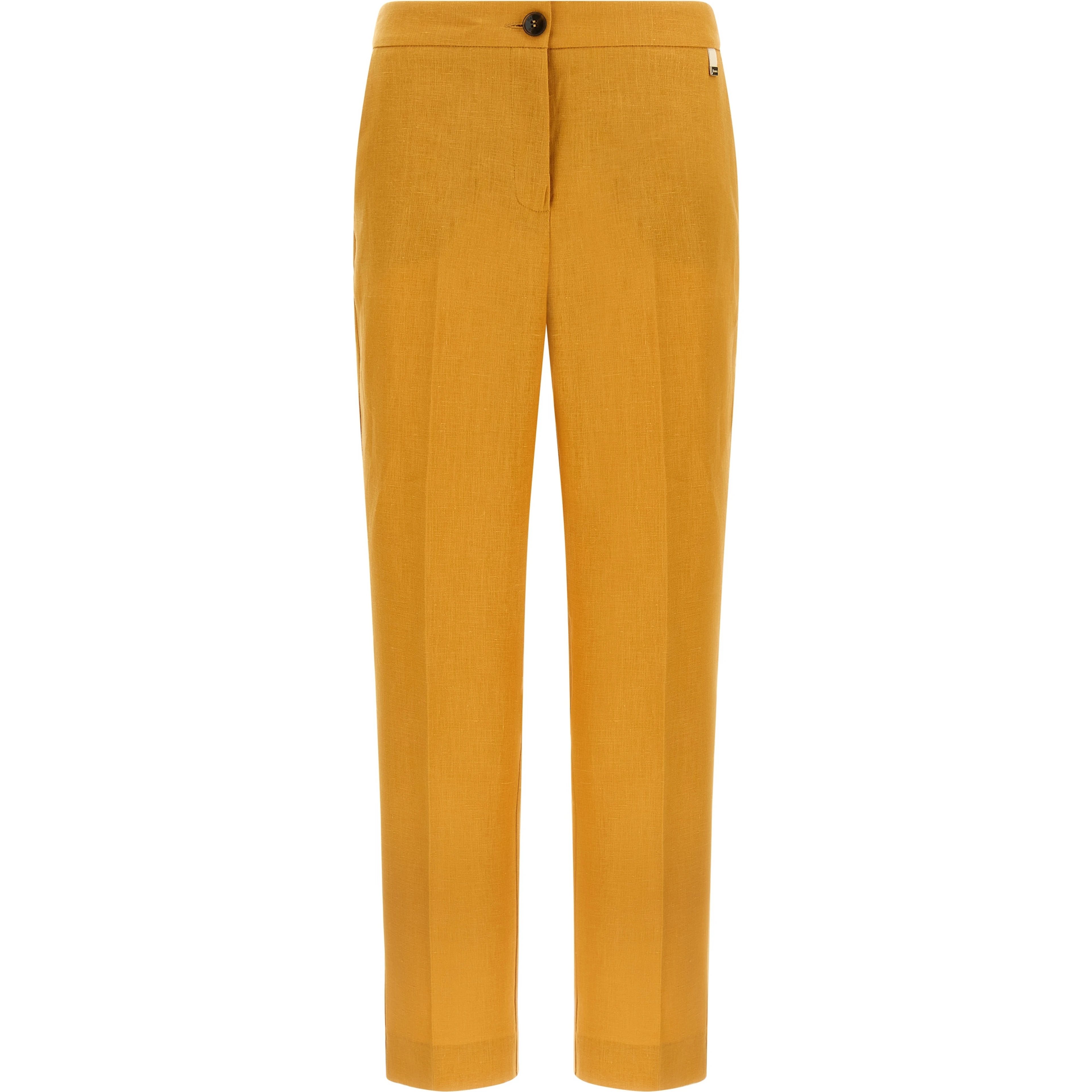 Orange Linen Casual Pants