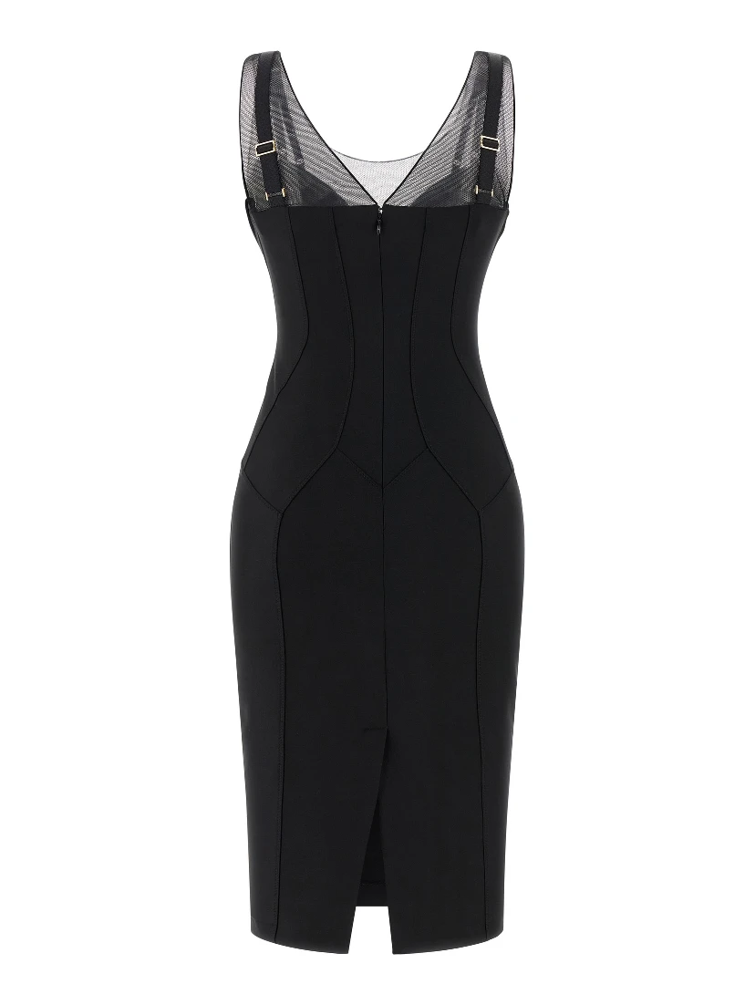 Black Polyamide Midi Dress
