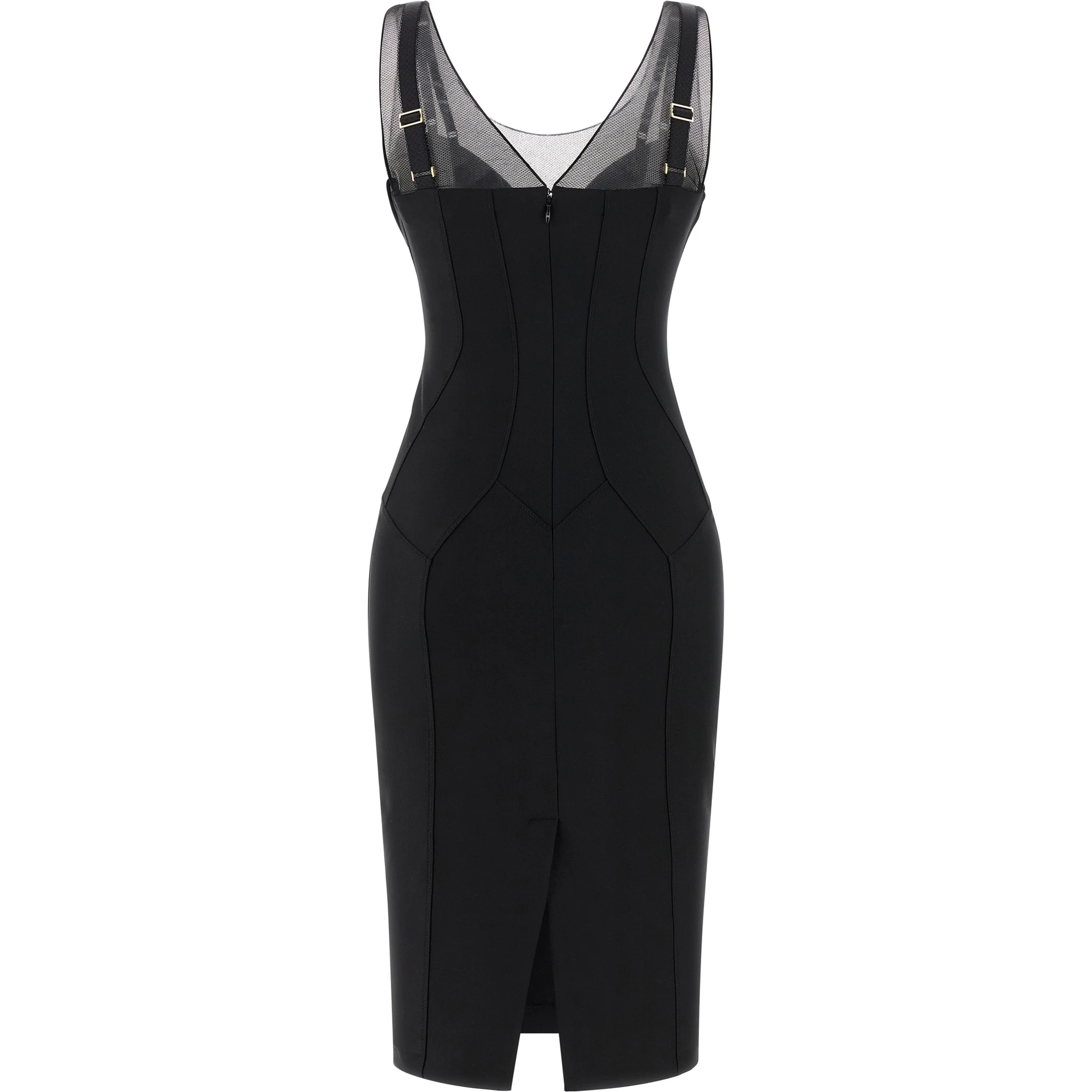 Black Polyamide Midi Dress