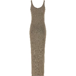 Beige Cotton Midi Dress