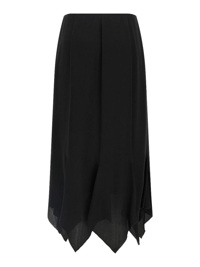 Black Silk Midi Skirt