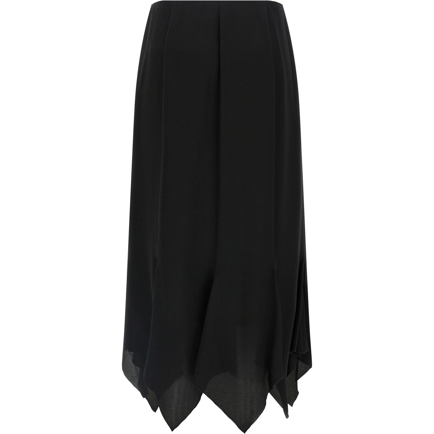 Black Silk Midi Skirt