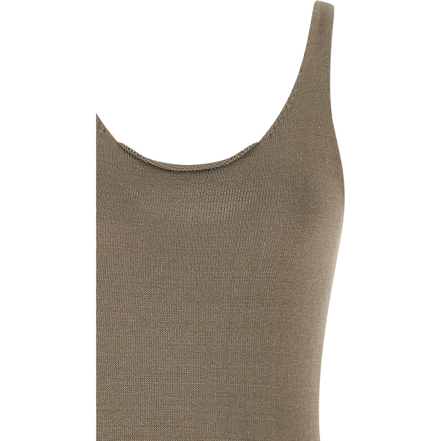 Beige Cotton Midi Dress