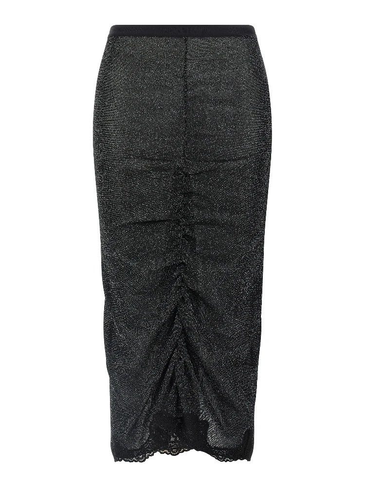 Black Viscose Midi Skirt