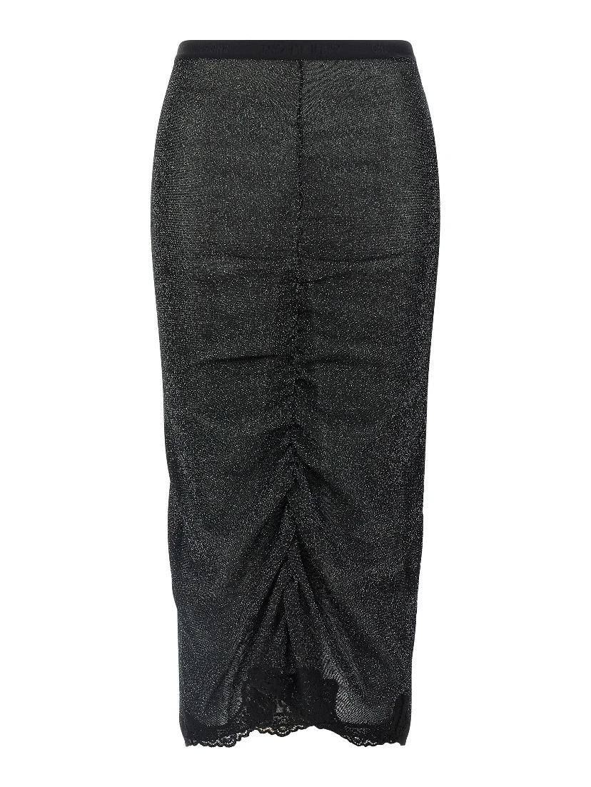 Black Viscose Midi Skirt