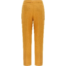 Orange Linen Casual Pants