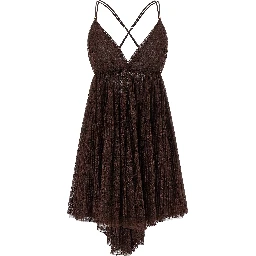 Brown Polyamide Short Dress