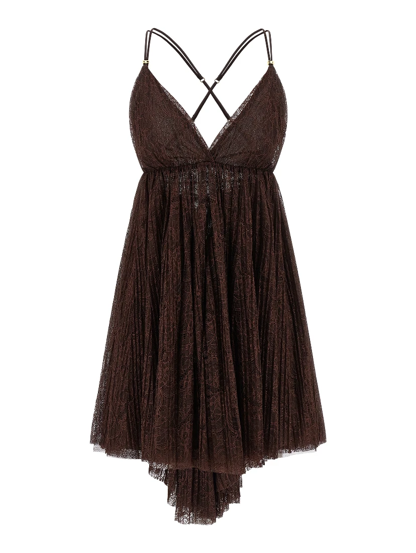 Brown Polyamide Short Dress