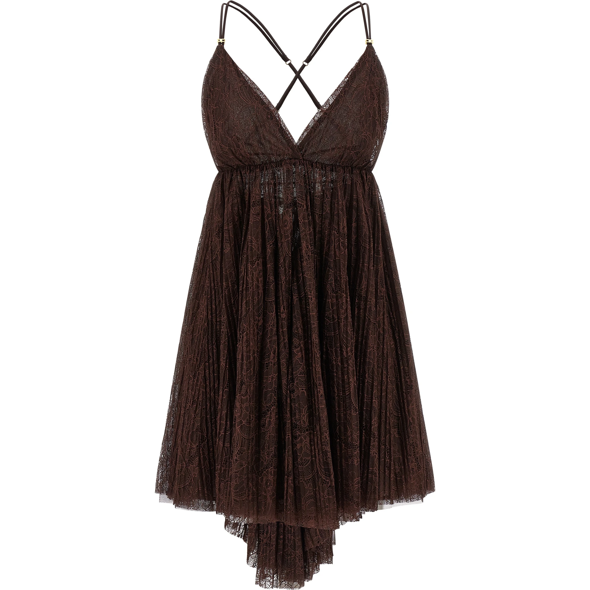 Brown Polyamide Short Dress