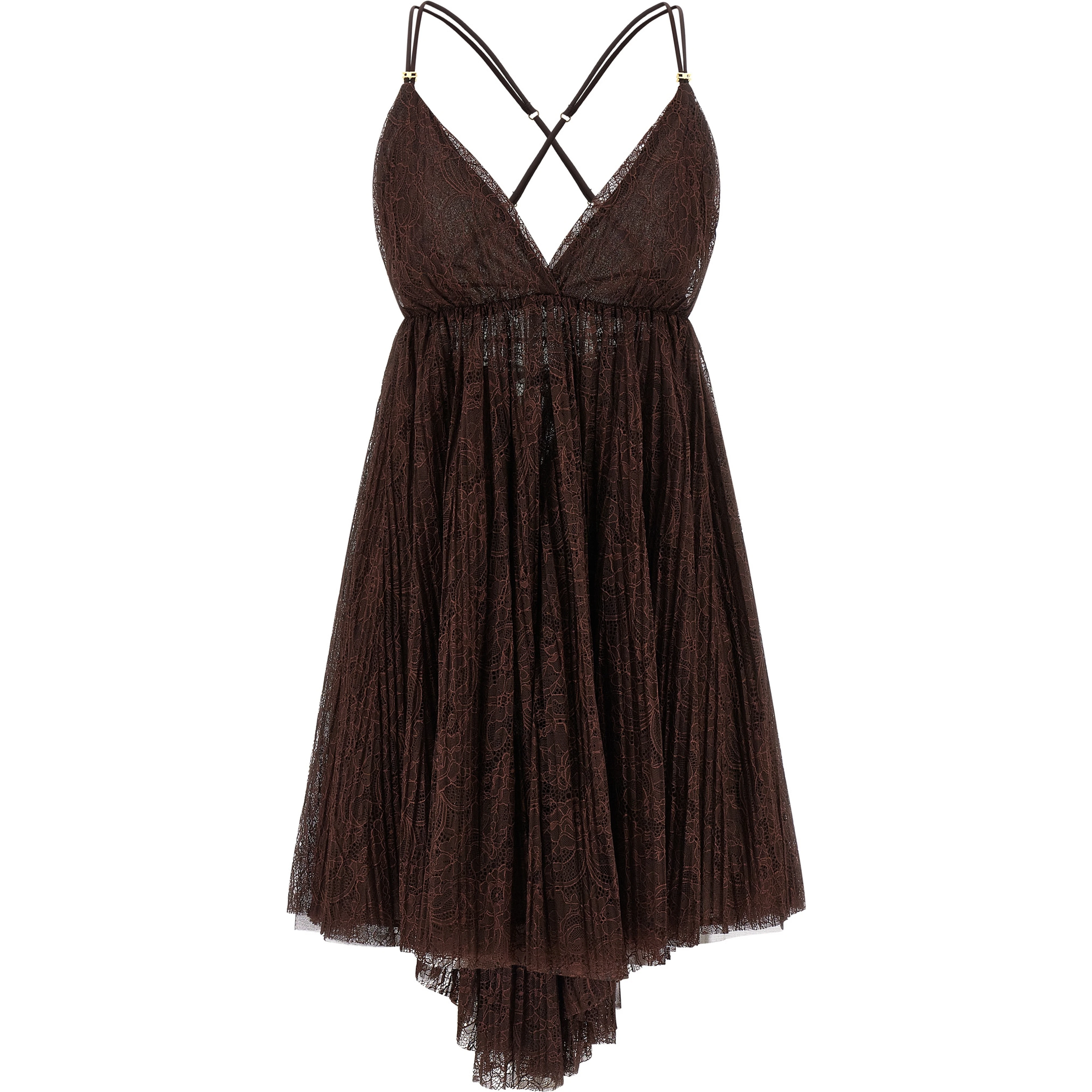 Brown Polyamide Short Dress