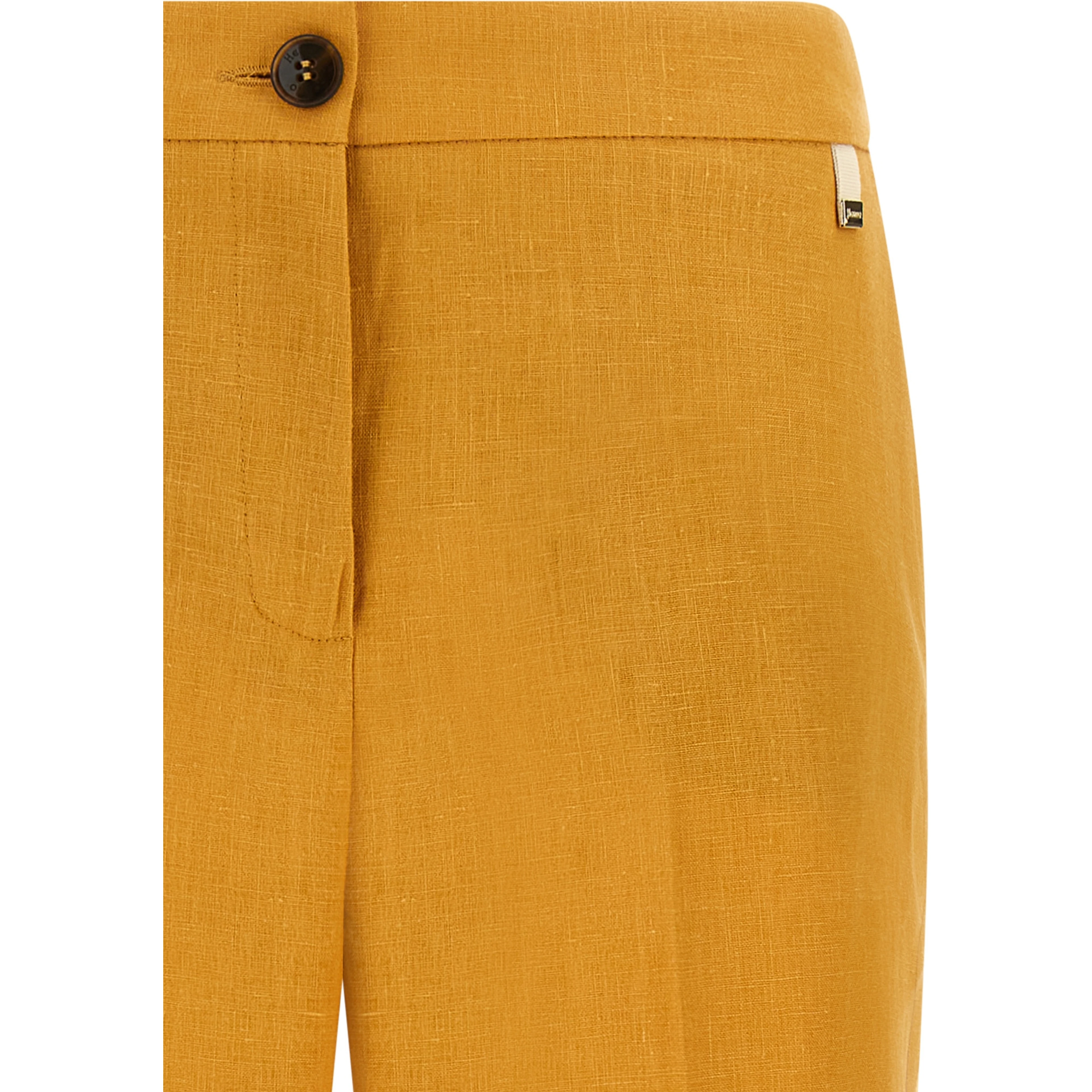 Orange Linen Casual Pants